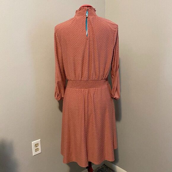 Est. 1946 Smocked Collar French Dot Boho Long Split Sleeve Dress Size L - Picture 5 of 14